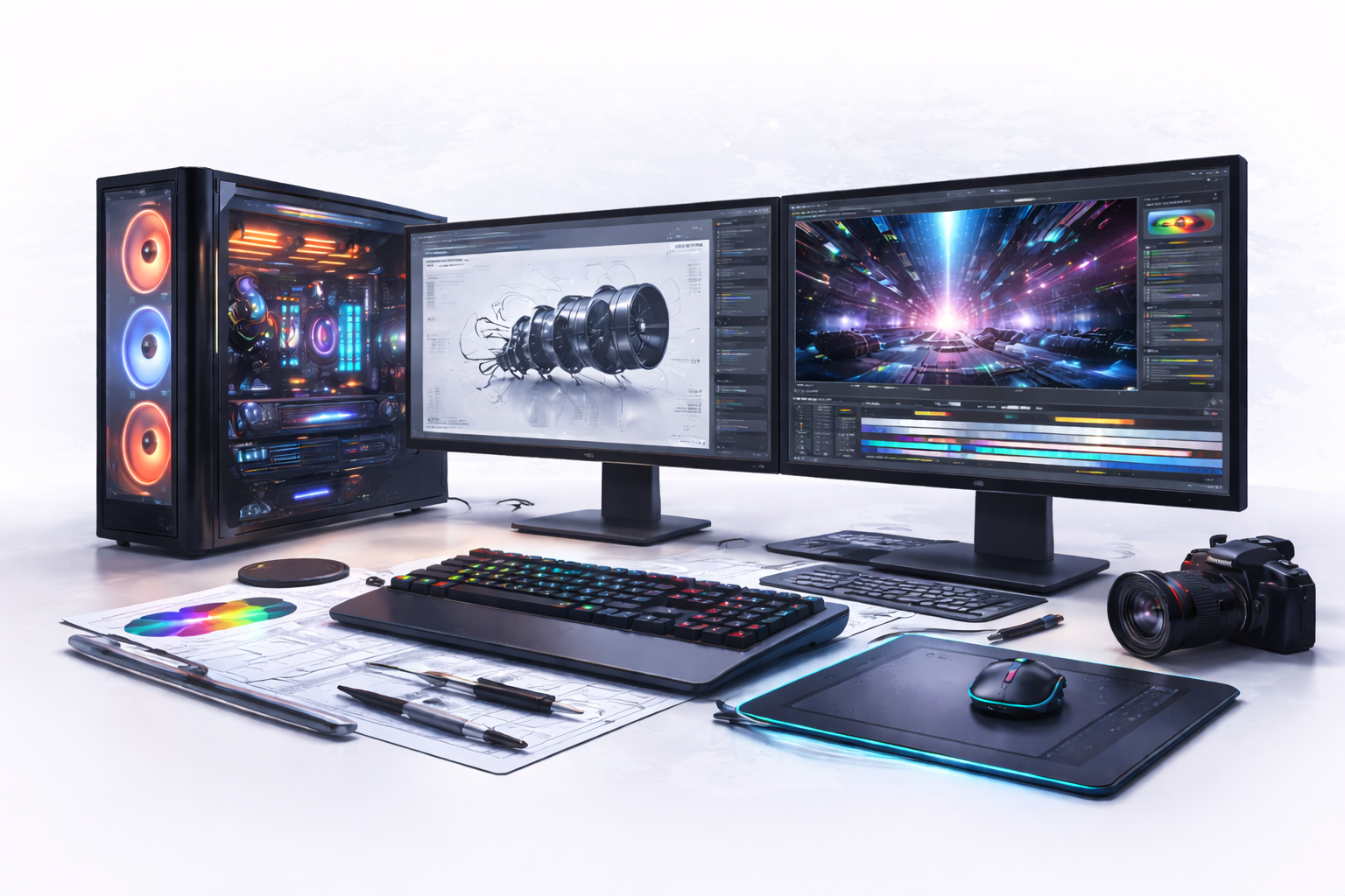 High-performance dual monitor workstation